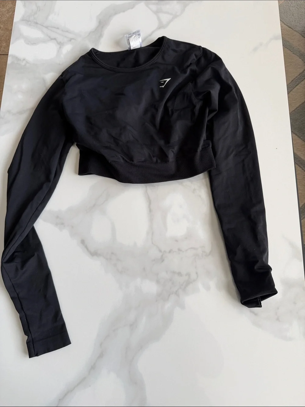 Gymshark Black Long Sleeve Cropped Crew Top